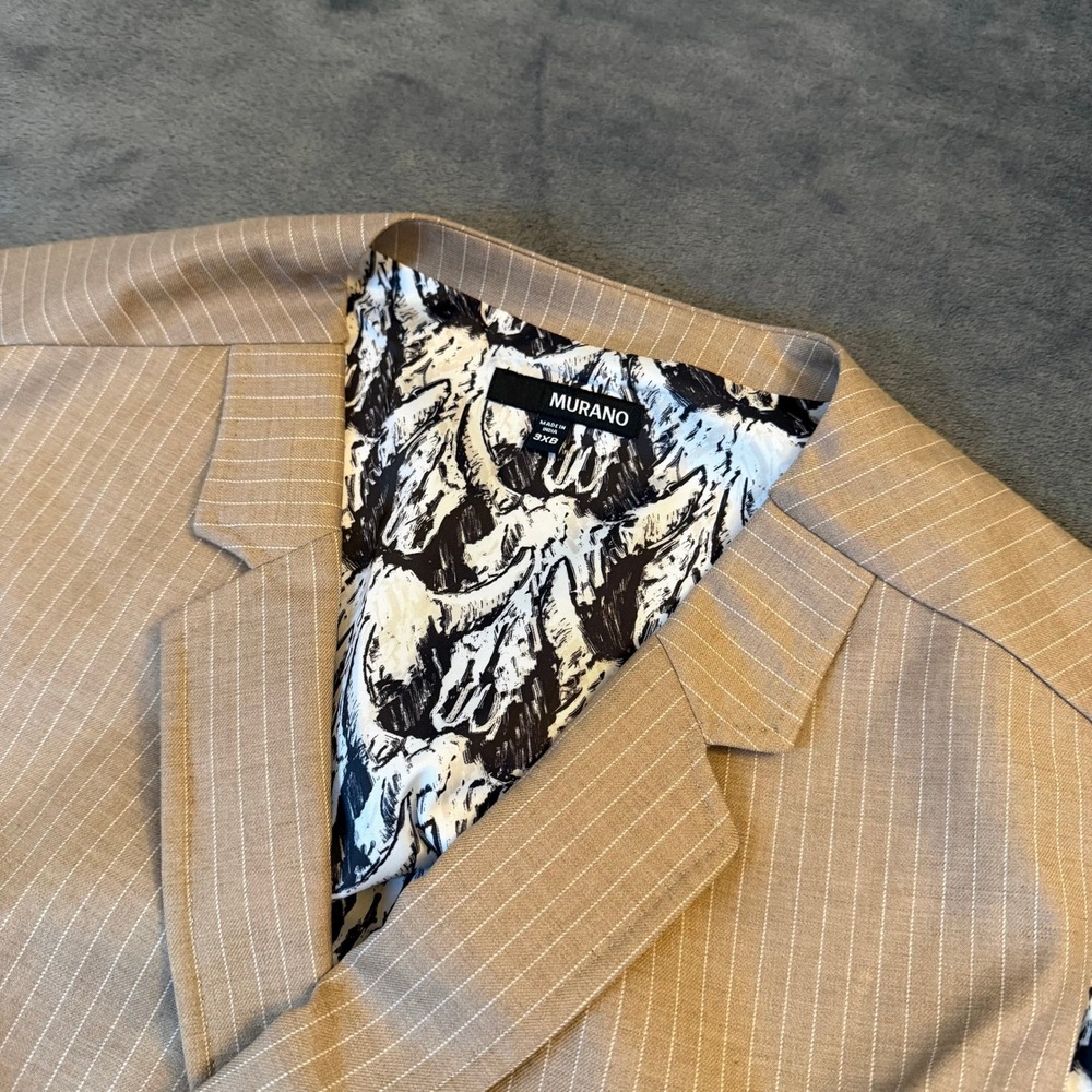 Murano‎ Pinstripe Dress Vest Mens 3XB Beige Double Breasted Big Man NWT